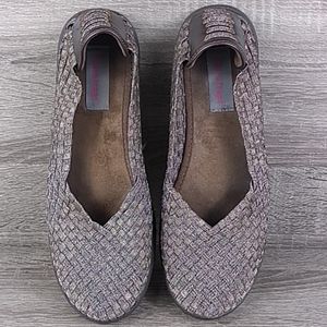 womans size 8 shoes Metallic weave slip-on flats bear trap